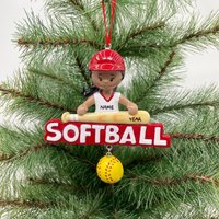 African American Softball Girl Ornament Sport Personalisiert Weihnachten Perfektes Geschenk Kinder Benutzerdefinierte Familie Ornamente -Sport von OrnamentHeaven