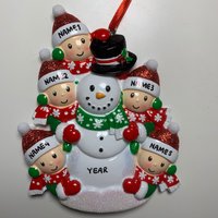 Schneemann Familie Ornament Personalisierte 2 3 4 5 6 Weihnachten Urlaub Geschenk Hand - Von von OrnamentHeaven