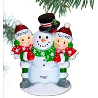Schneemann Familie Ornament Personalisierte Mit 2 3 4 5 6 Weihnachten Urlaub Geschenk Benutzerdefinierte - Alleinerziehende Ornamente von OrnamentHeaven