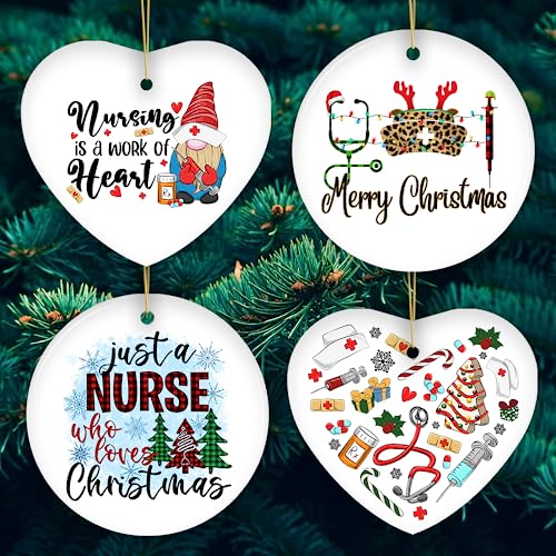 Weihnachtsschmuck für Gesundheitspersonal (niedliches Weihnachtsschmuck-Set, Bündel mit vier Krankenschwester-Themen-Geschenken) von OrnamentallyYou