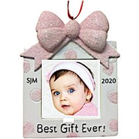 Baby Bilderrahmen Ornament - Rosa Mädchen Fotorahmen Hand Personalisierte Weihnachten 2024 von Ornaments247