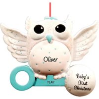 Babys 1.weihnachten Weiße Eule - Look Hoo's Hier Erste Weihnachtshand Personalisierte Weihnachtsverzierung 2024 von Ornaments247