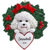 Bichon Frise Hund Im Weihnachtskranz Personalisierte Verzierung - Hand Weihnachtsverzierung von Ornaments247