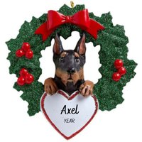 Dobermann Pinscher Hund Im Weihnachtskranz Personalisierte Verzierung - Weihnachtsverzierung von Ornaments247