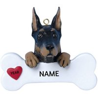 Dobermann Pinscher Personalisierte Weihnachtsverzierung - Hundeknochen Hand von Ornaments247