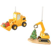 Festliche Gelbe Pflasterlader - Und Bagger-Weihnachtsdekoration 2023 von Ornaments247