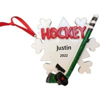 Hockeyschläger Und Puck Schneeflocke Hand Personalisierte Urlaub Weihnachtsverzierung - Eishockey von Ornaments247