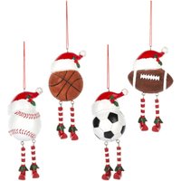 Holiday Sports Series Baumeln Ornamente - Football, Fußball, Baseball, Basketball Sport Urlaub Weihnachten Ornament 2024 von Ornaments247