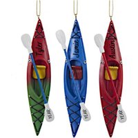 Kayak Mit Ruder Urlaub Weihnachtsschmuck - Rot, Blau Oder Rot/Grün Personalisierte Verzierungen 2023 von Ornaments247