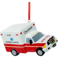Krankenwagen Mit Weihnachtskranz - Personalisierte Weihnachtsverzierung Emt Arzthand 2024 von Ornaments247