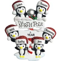 Nordpol-Pinguin-Familie Von 6 Hand Personalisierte Weihnachtsverzierung - Pinguine, Die Nordpol-Verzierung Besuchen von Ornaments247
