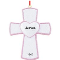 Personalisierte Babys Erste Weihnachtsverzierung - Rosa Baby Kreuz Verzierung Religiöse Taufe Erinnerungsverzierung Personalisierte Babys Erste Weihnachtsverzierung - Rosa Baby Kreuz Verzierung Religiöse Taufe Erinnerungsverzierung von Ornaments247