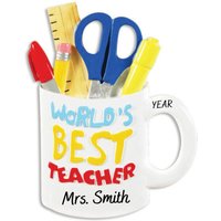 Personalisierte Lehrer-Verzierung - Lehrer-Anerkennungsgeschenke Der Beste Lehrer-Tasse Der Welt Weihnachtsverzierung Beste Lehrer-Geschenke Personalisierte Lehrer-Verzierung - Lehrer-Anerkennungsgeschenke Der Beste Lehrer-Tasse Der Welt Weihnachtsverzierung Beste Lehrer-Geschenke von Ornaments247