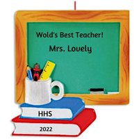 Personalisierte Lehrerin Weihnachtsverzierung - Neue Ornament Geschenke Für Lehreranerkennung Kreidetafel Mit Bücherverzierung von Ornaments247