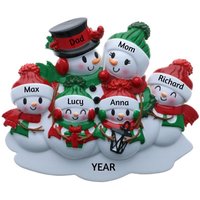 Schneemann-Familie Mit 6 Personen, Personalisierte Weihnachtsverzierung von Ornaments247