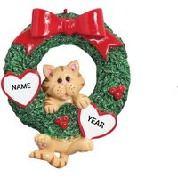 Tabby-Katze Im Weihnachtskranz-Personalisierte Verzierung - Orange Katzen-Handpersonalisierte Weihnachtsverzierung von Ornaments247