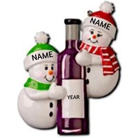 Weinliebhaber - Paar Oder Freunde Schneemänner Genießen Rotwein Hand Personalisierte Weihnachtsverzierung von Ornaments247