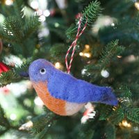 Blauer Vogel Weihnachtsschmuck - Filzwolle Fair Trade in Nepal Handgefertigt von Ornaments4Orphans