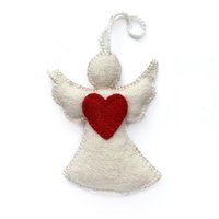 Herz Engel Bestickt Wolle Weihnachtsschmuck, Fair Trade Handgefertigt in Peru von Ornaments4Orphans