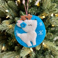 Kreis Rentier Ornament - Fair Trade Filz-Schurwolle, Handgefertigte Weihnachtsdekoration Aus Nepal von Ornaments4Orphans