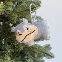 Nilpferd Weihnachtsanhänger, Bestickte Wolle, Fair Trade Handgefertigt in Peru von Ornaments4Orphans