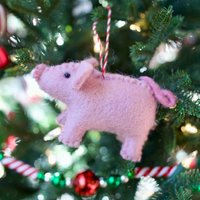 Schwein Ornament - Filz Wolle Fair Trade Weihnachtsdeko Handmade in Nepal von Ornaments4Orphans