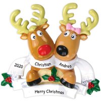 Personalisiertes Erstes Weihnachtsverzierungspaar 2023 - Rentierfamilie Mit 2 Paarverzierung Freie Anpassung Personalisiertes Erstes Weihnachtsverzierungspaar 2023 - Rentierfamilie Mit 2 Paarverzierung Freie Anpassung von OrnamentsbyElves