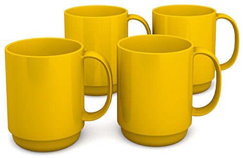 Ornamin Becher 300 ml gelb, 4er Set (Modell 510) | hochwertiger Kaffeebecher aus Kunststoff von Ornamin