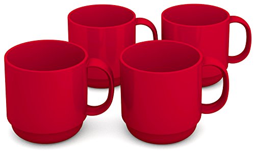 Ornamin Becher 220 ml rot, 4er Set | hochwertiger Kaffeebecher aus Kunststoff von Ornamin