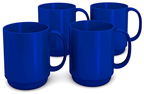 Ornamin Becher 300 ml blau, 4er Set (Modell 510) | hochwertiger Kaffeebecher aus Kunststoff von Ornamin