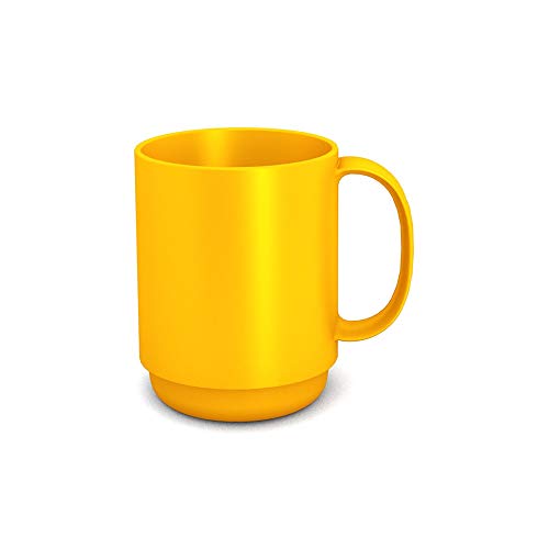 Ornamin Becher mit Henkel 300 ml gelb (Modell 510) / Mehrweg-Becher Kunststoff, Kaffeebecher von Ornamin