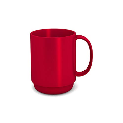 Ornamin Becher mit Henkel 320 ml rot (Modell 510) / Mehrweg-Becher Kunststoff, Kaffeebecher von Ornamin