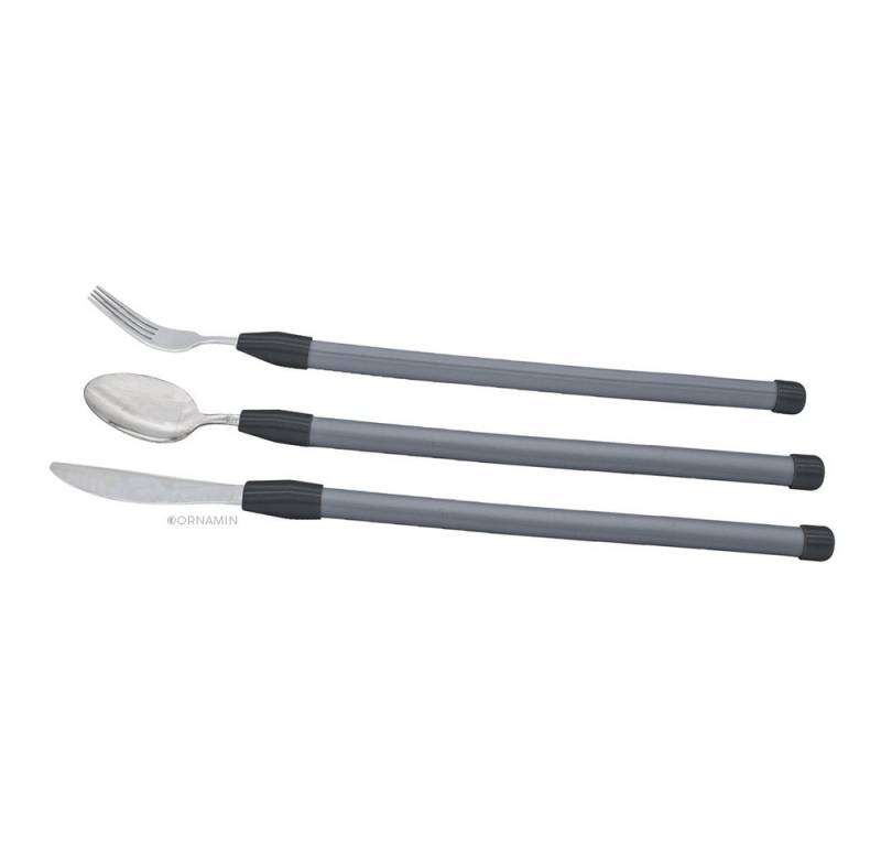 Ornamin Besteck-Set ORNAMIN Besteck-Set mit biegsamem Griff (3-tlg), 1 Personen, Spezialbesteck, verlängerter Griff, biegsamer Griff, Made in Germany von Ornamin