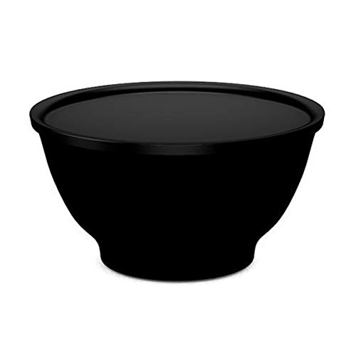 Ornamin Bowl Schale 1600 ml schwarz mit Deckel (Modell 438 + 1248) / Mehrwegschale, Food to go-Schale, Salatschüssel von Ornamin