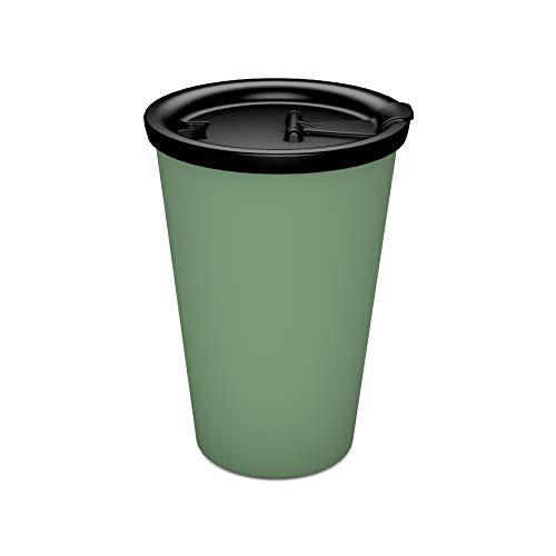Ornamin Coffee to go Becher 400 ml salbei, auslaufsicherer Deckel schwarz (Modell 1210 + 1214) / Kaffeebecher, nachhaltiger Mehrweg-Becher Kunststoff von Ornamin