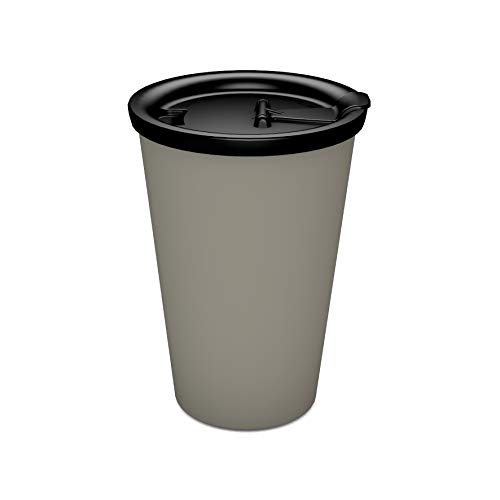 Ornamin Coffee to go Becher 400 ml leinen, auslaufsicherer Deckel schwarz (Modell 1210 + 1214) / Kaffeebecher, nachhaltiger Mehrweg-Becher Kunststoff von Ornamin