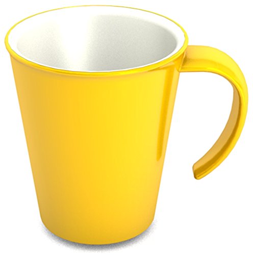 Ornamin Kaffeepott 300 ml gelb (4er Set) | hochwertiger, stabiler Kaffeebecher aus Kunststoff mit Henkel | robustes Alltags-Geschirr für Zuhause, Büro, Camping, Picknick, Gemeinschaftsverpflegung, Großküchen, Institutionen | Kaffeetasse, Mehrweg-Becher von Ornamin