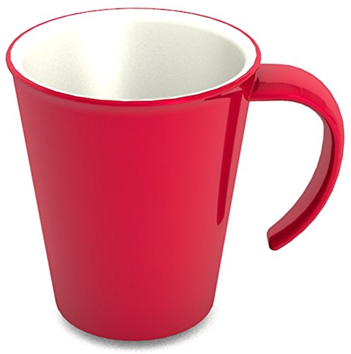 Ornamin Kaffeepott 300 ml rot (4er Set) | hochwertiger, stabiler Kaffeebecher aus Kunststoff mit Henkel | robustes Alltags-Geschirr für Zuhause, Büro, Camping, Picknick, Gemeinschaftsverpflegung, Großküchen, Institutionen | Kaffeetasse, Mehrweg-Becher von Ornamin