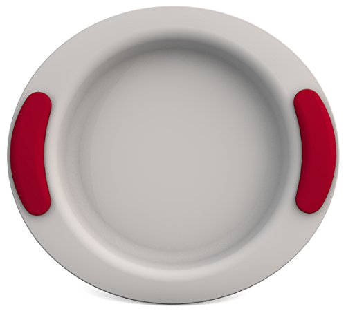 Ornamin Kinderteller tief Ø 25 cm "Weiß" rot (Modell 302) / Anti-Rutsch-Teller, Baby-Geschirr, Ess-Lern-Teller, Kunststoffteller von Ornamin