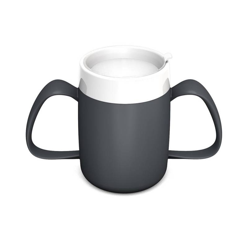 Ornamin Schnabelbecher 2-Henkel-Becher mit Trink-Trick und Schnabelaufsatz/Trinkaufsatz, Qualitätskunststoff, Trinkhilfe l Spezial-Becher l bruchstabil l BPA-frei l Made in Germany von Ornamin