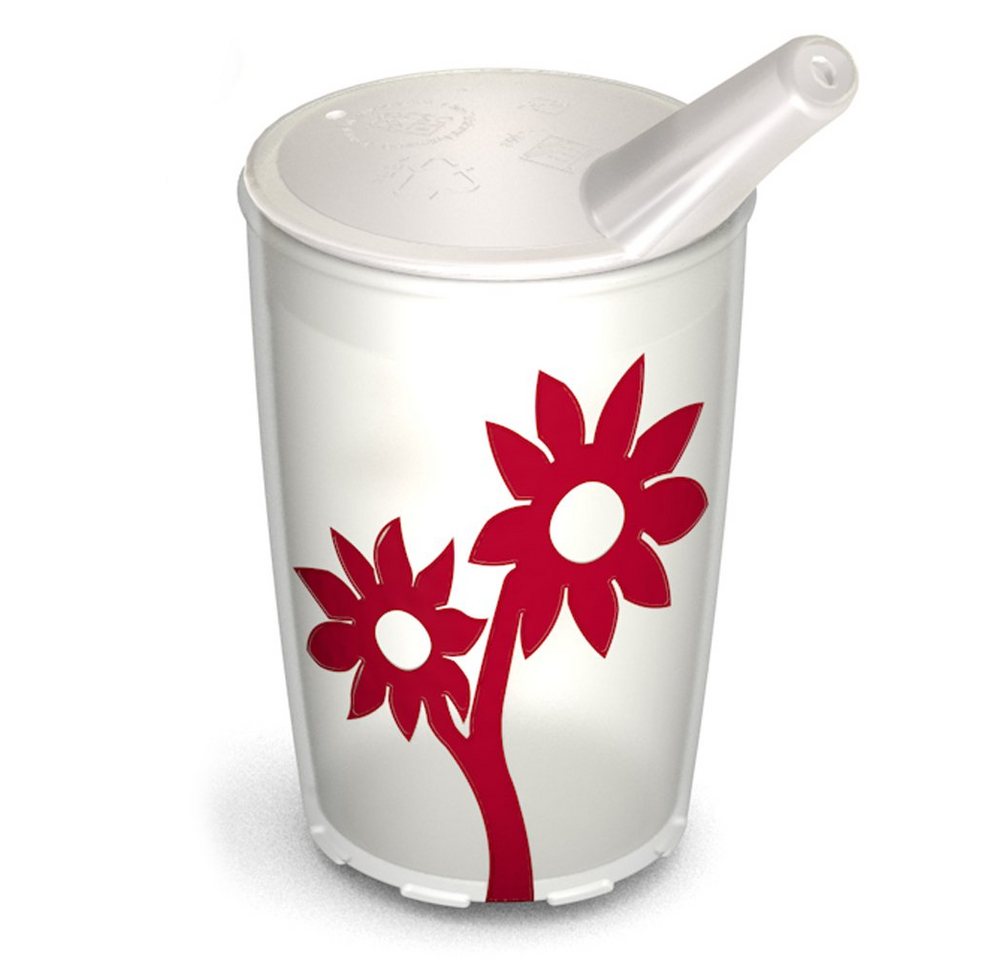 Ornamin Schnabelbecher Becher mit Antirutsch-Blume mit Schnabelaufsatz, Qualitätskunststoff, Anti-Rutsch-Dekor I Trinkhilfe I Spezial-Becher I Pflegehilfsmittel I Pflegegeschirr I Kunststoffgeschirr I bruchstabil I BPA-frei I Made in Germany von Ornamin