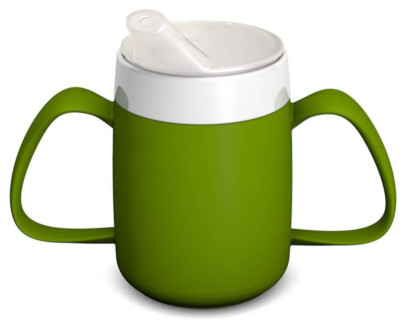Ornamin Schnabelbecher ORNAMIN 2-Henkel-Becher mit Trink-Trick mit Schnabelaufsatz, Qualitätskunststoff, Trinkhilfe I Spezial-Becher I bruchstabil I BPA-frei I Made in Germany von Ornamin