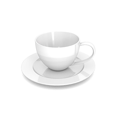 Ornamin Tasse mit Untertasse, Kunststoff, WeiÃŸ, 15.5 cm, 2-Einheiten von Ornamin