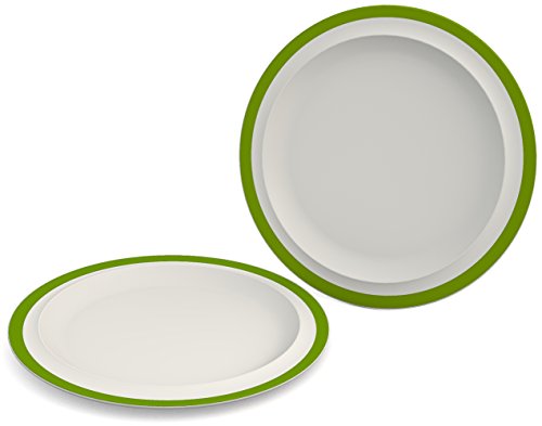 Ornamin Teller flach Ø 22 cm Rand grün, Melamin, 2er-Set | Essteller, Frühstücksteller von Ornamin