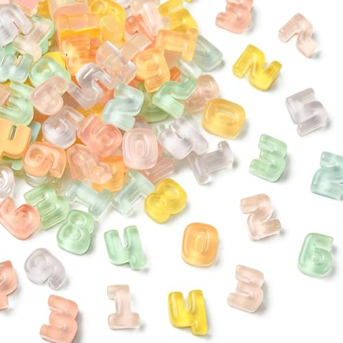 Ornazy 100 Stück süße Kristall-Cabochons mit zufälliger Zahl 0–9, bunt, Kunstharz, flache Rückseite, Verzierungen für DIY-Schmuckherstellung, Scrapbooking, Dekoration von Ornazy
