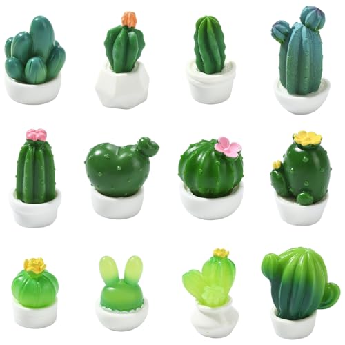Ornazy Mini-Kaktus-Figuren aus Kunstharz, 3D-Puppenhaus-Pflanzenzubehör für Landschaft, Haus, Garten, Basteldekoration, 24 Stück von Ornazy