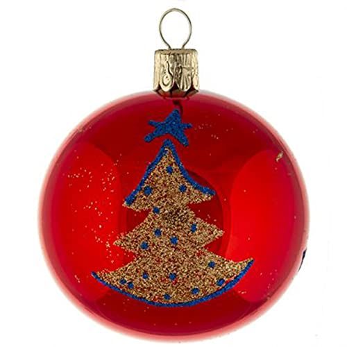 6er Set Zierkugeln (Ø 7cm) aus mundgeblasenem und handverziertem Glas für Weihnachtsbaum von Ornex