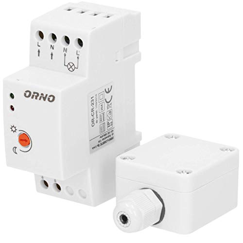 Orno CR- 231 Dämmerungsschalter Aussen für DIN-Schiene mit externer Sonde, IP65, Lichtstärke LUX Anpassung von Orno