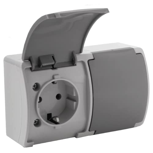 ORNO OE-7106 Steckdose Aufputz IP44 Oberflächen-Montage (Grau-graphit) von Orno