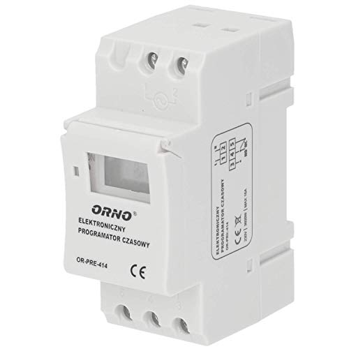 ORNO PRE-414 Elektronische Zeitschaltuhr für DIN-Schiene, 3600W, 16 EIN/Aus-Programme von Orno